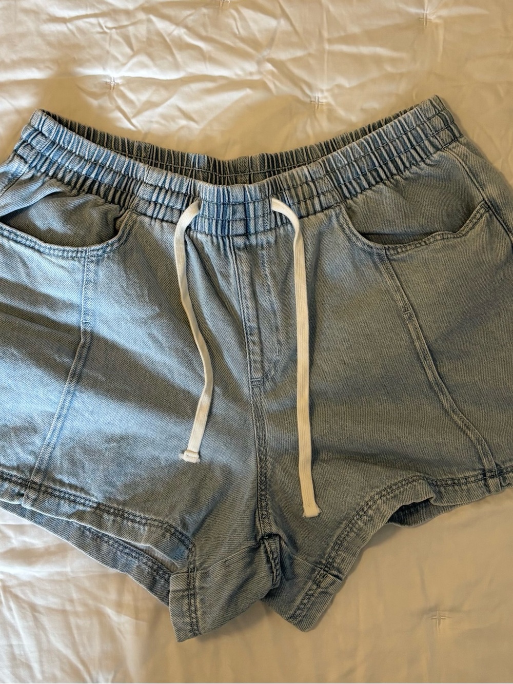 Drawstring Denim Shorts